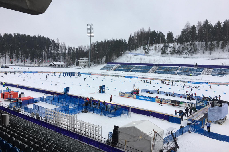 Start- und Zielbereich der nordischen Ski-WM in Lahti